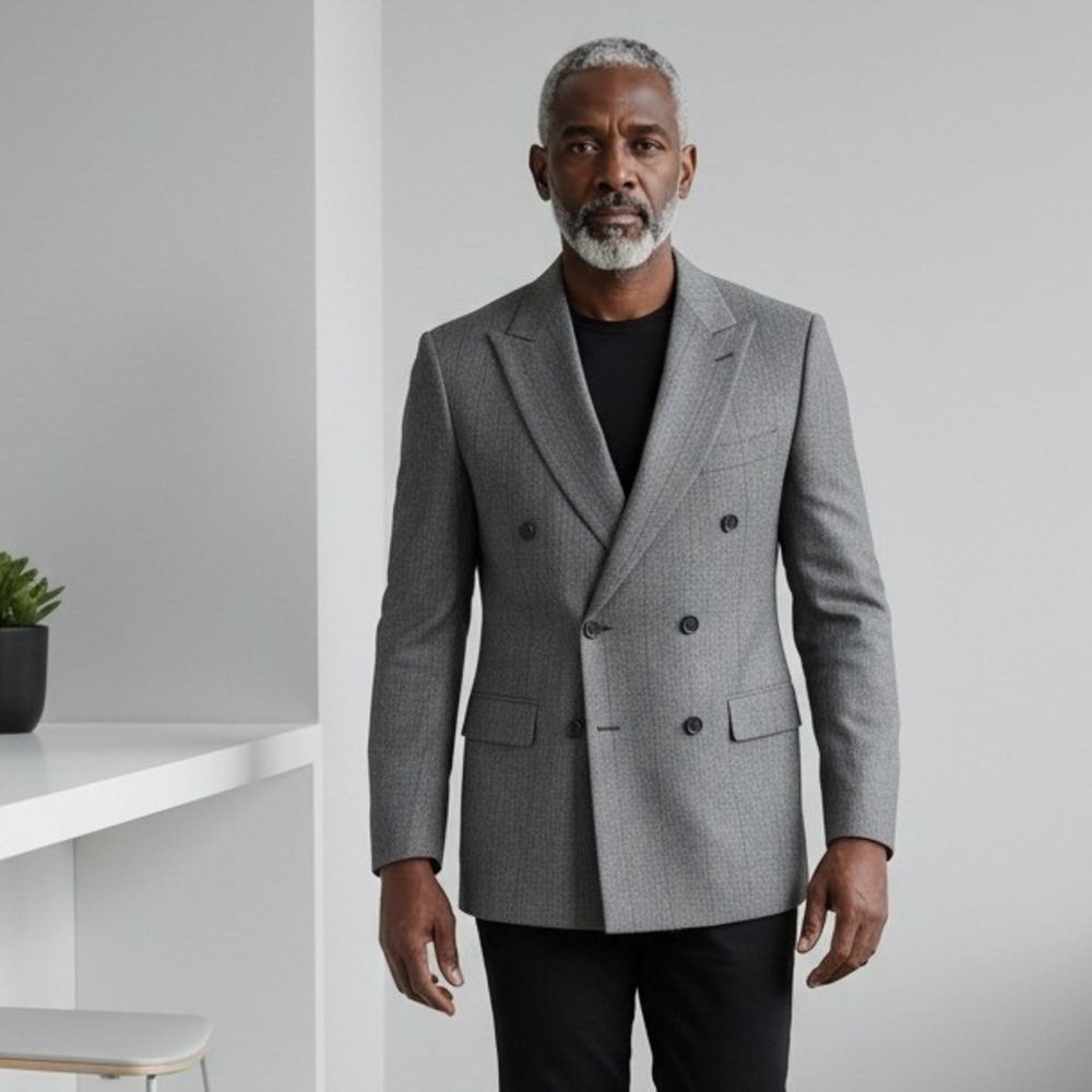 LIDO Mens 42‎ Double Breasted Wool Blazer Made in Italy Charcoal Pinstripe